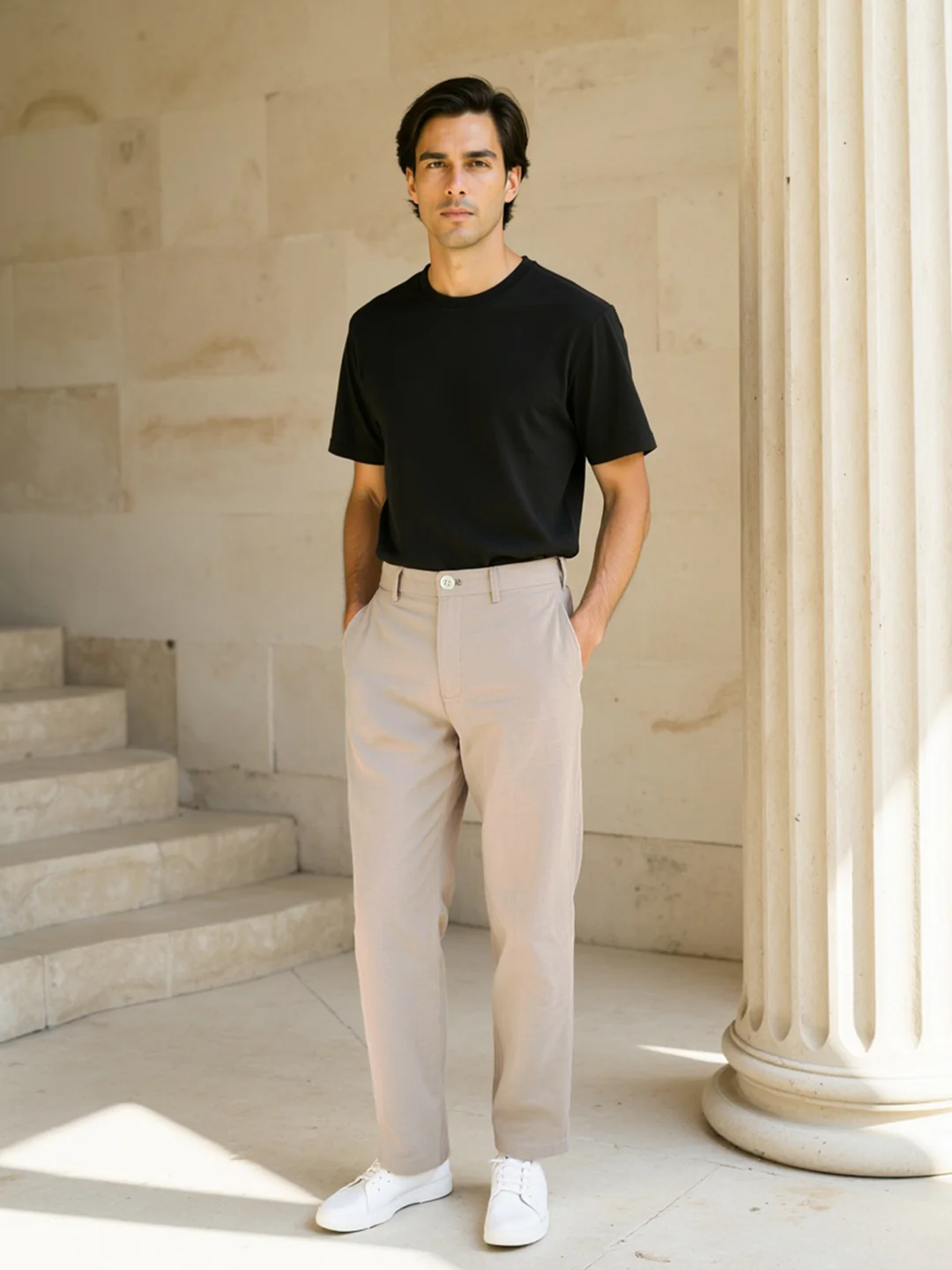 Leaflight Beige Linen Sorona Pants - Image 3