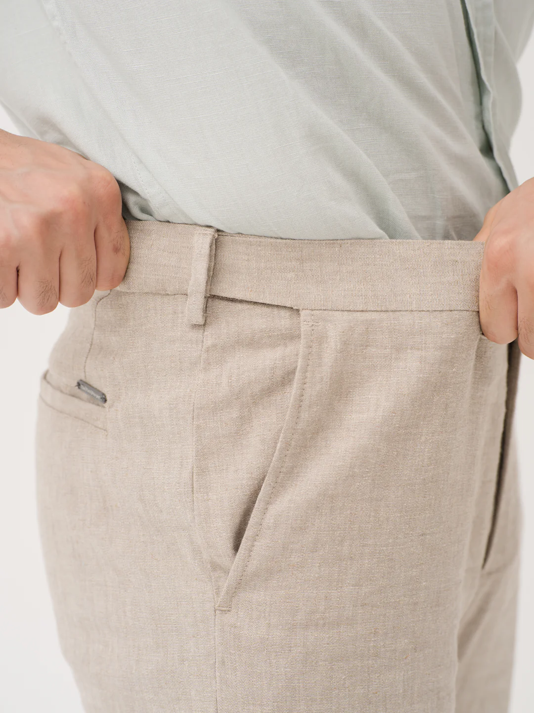 Leaflight Beige Linen Sorona Pants - Image 5