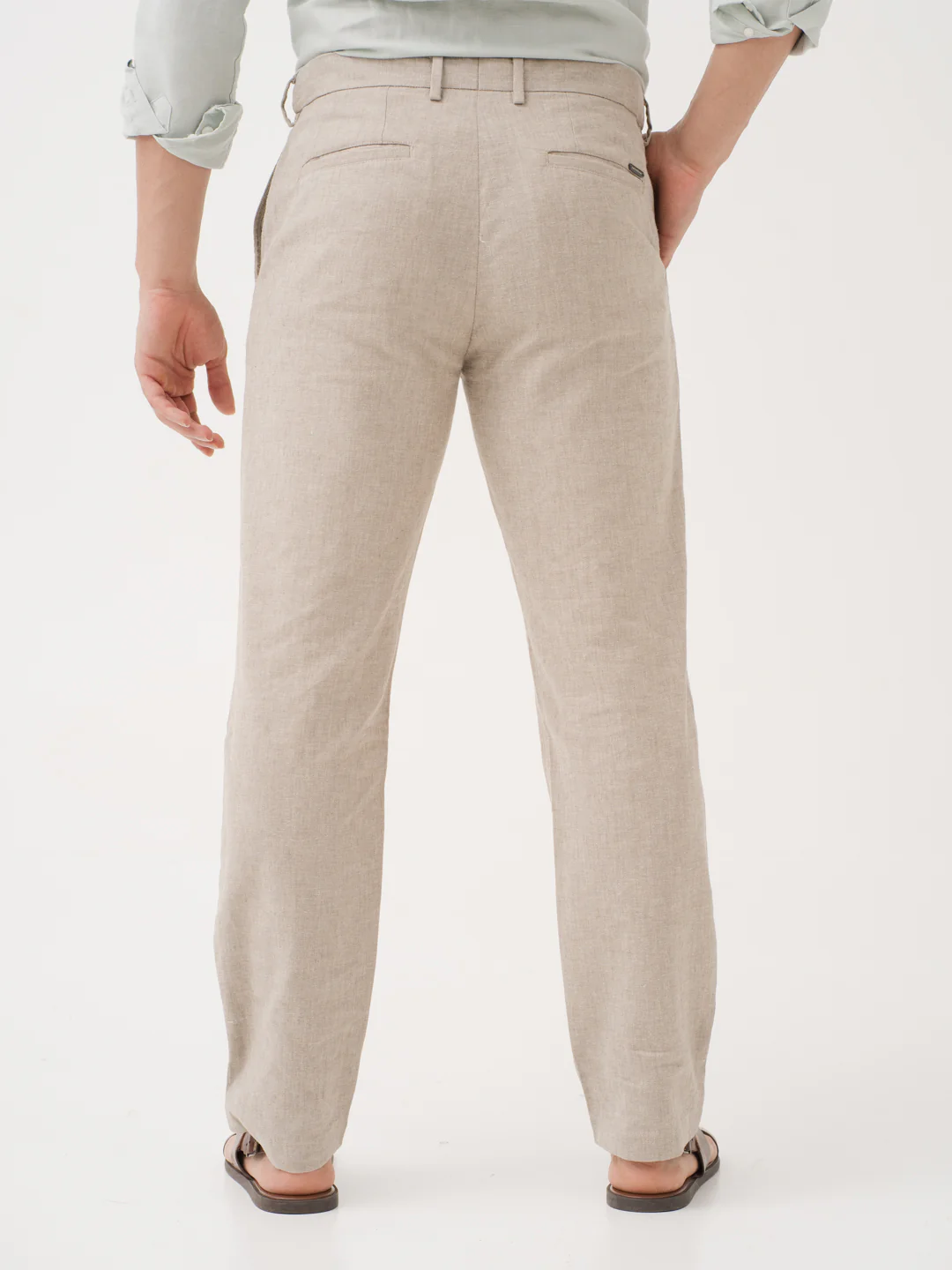 Leaflight Beige Linen Sorona Pants - Image 6