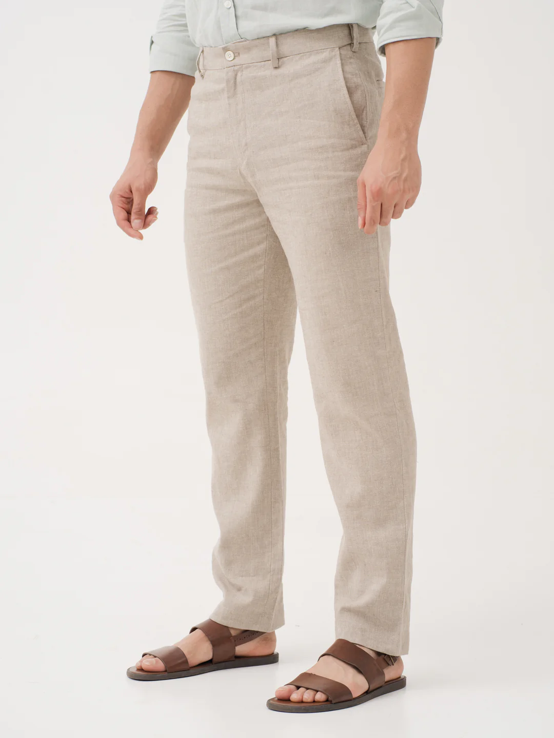 Leaflight Beige Linen Sorona Pants - Image 9