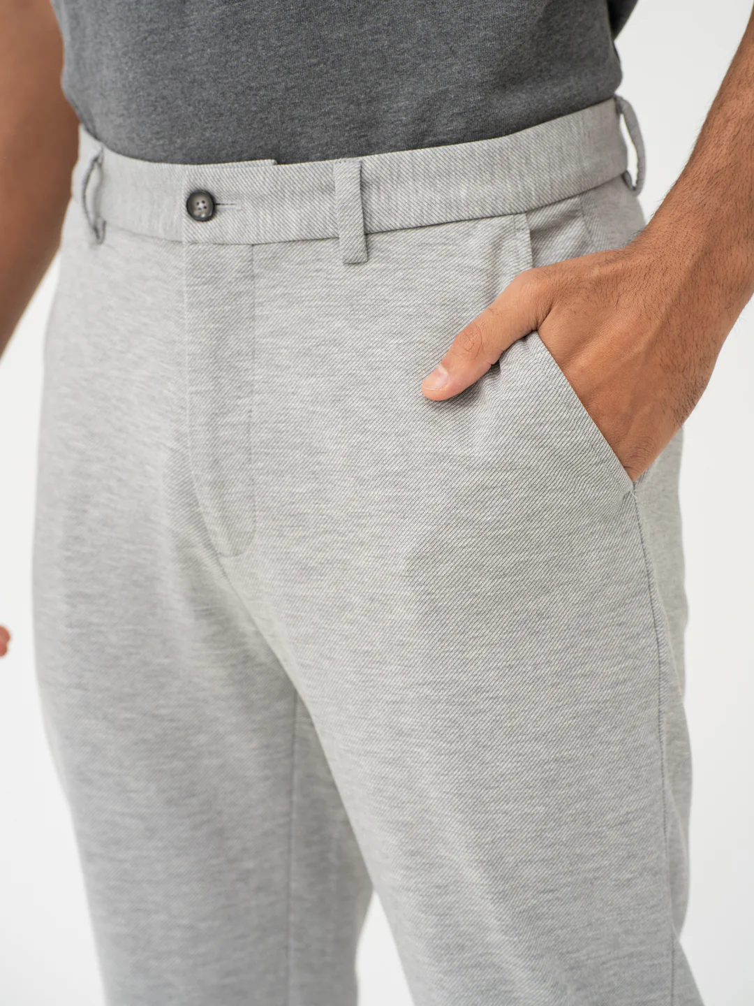 Lichen Grey Twill Slim Fit Power Stretch Pants - Image 10