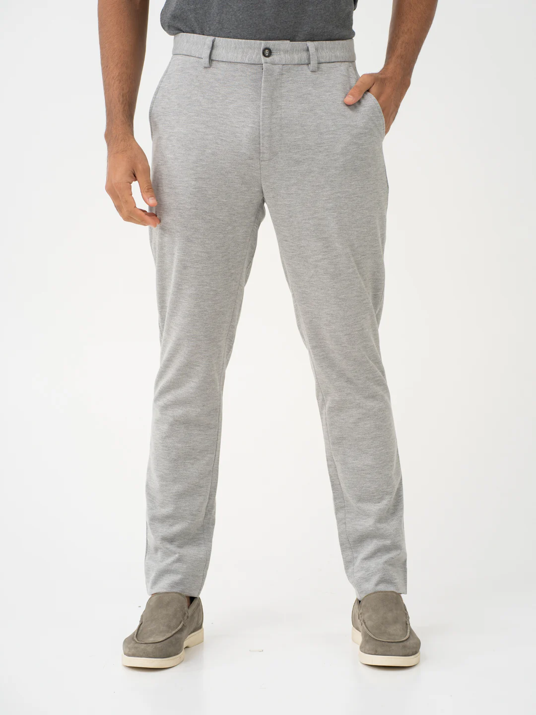 Lichen Grey Twill Slim Fit Power Stretch Pants - Image 2