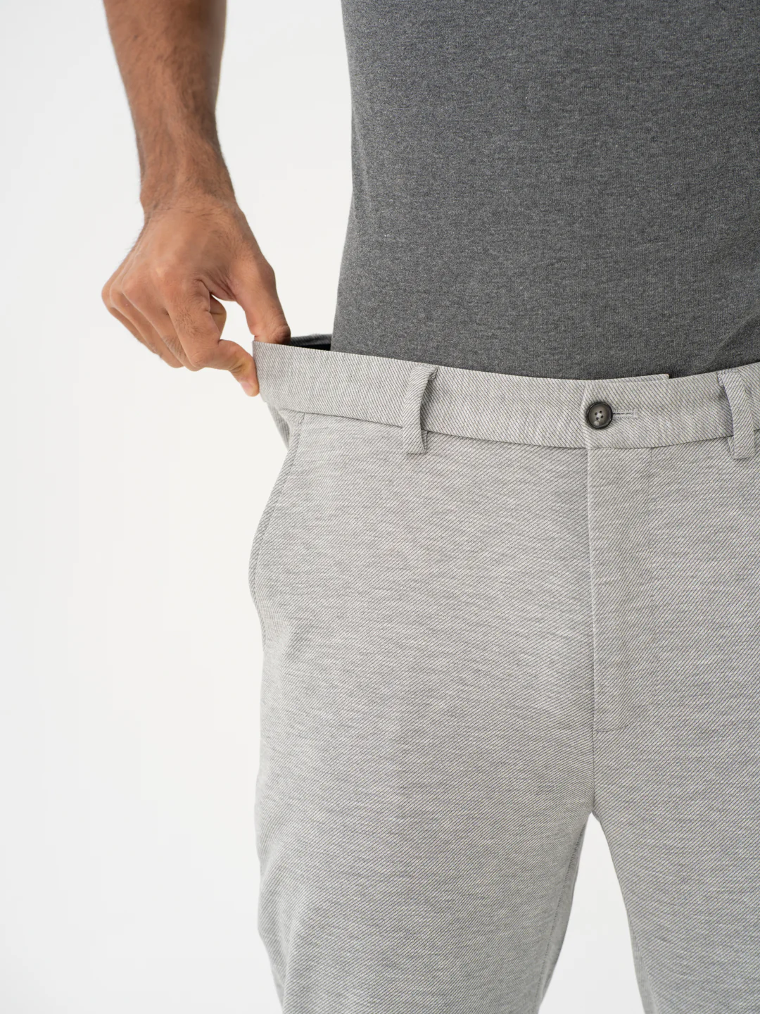 Lichen Grey Twill Slim Fit Power Stretch Pants - Image 5