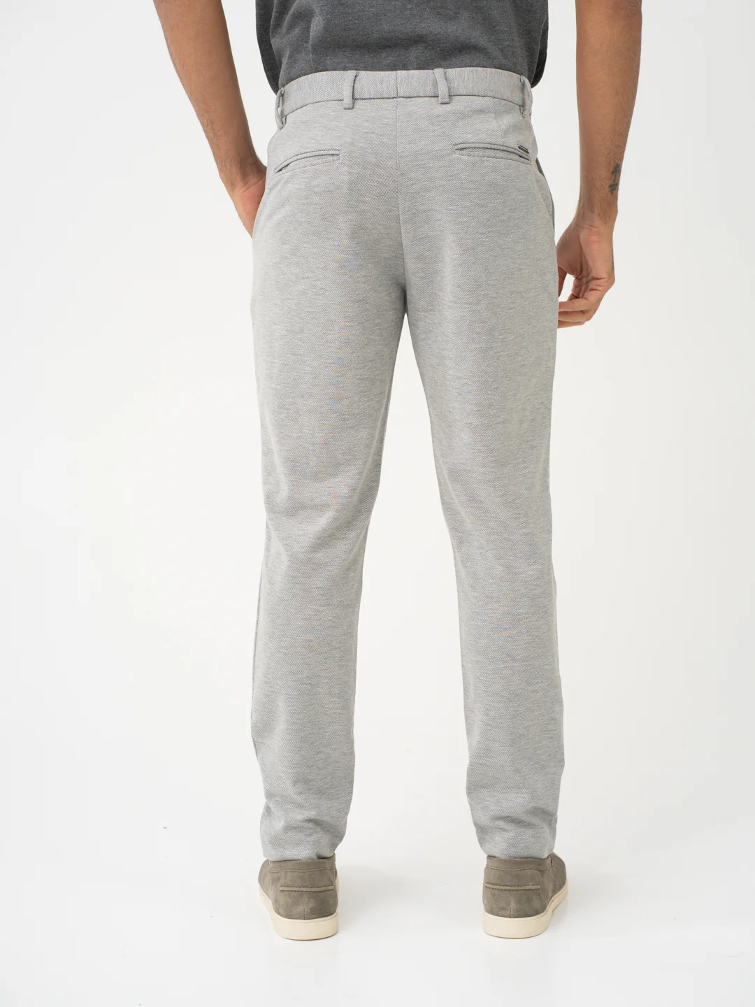 Lichen Grey Twill Slim Fit Power Stretch Pants - Image 6