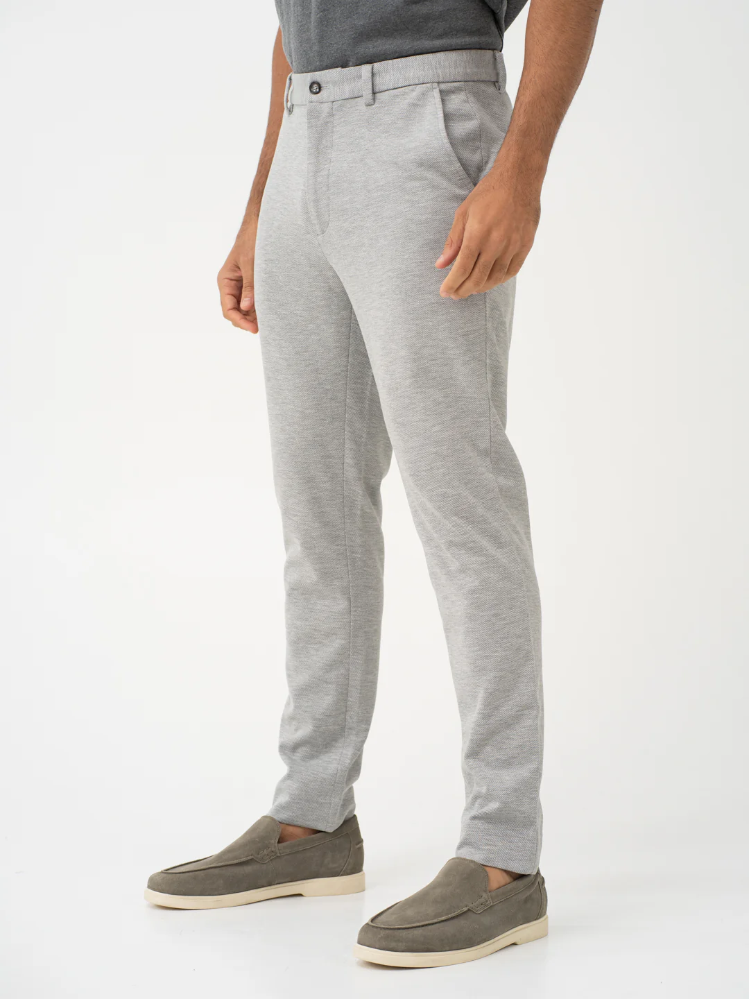 Lichen Grey Twill Slim Fit Power Stretch Pants - Image 9