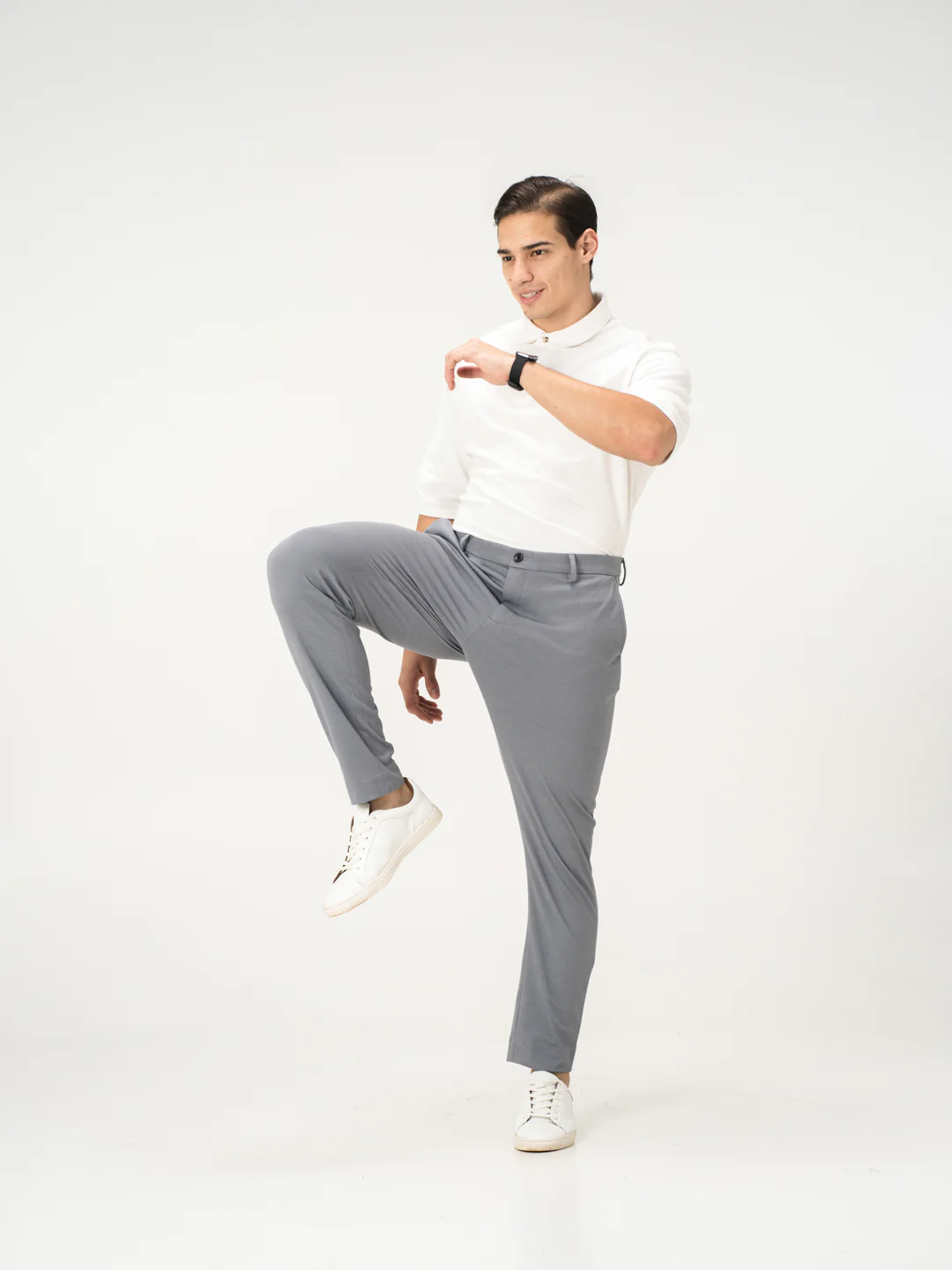 Light Grey Slim Fit Power Stretch Pants - Image 2