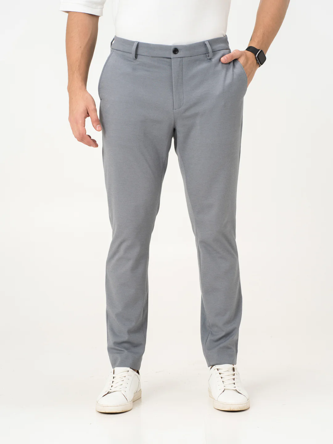 Light Grey Slim Fit Power Stretch Pants - Image 5