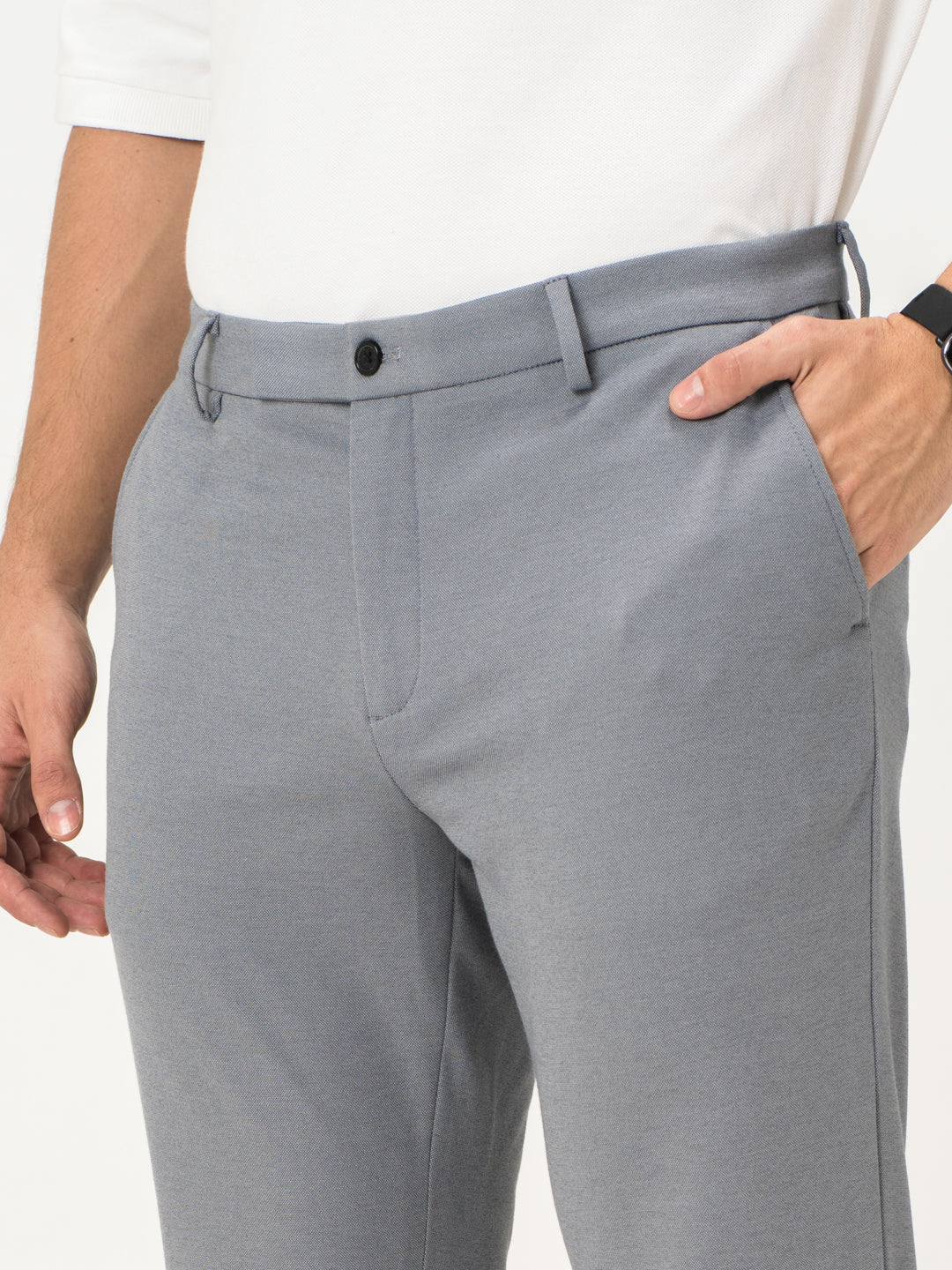 Light Grey Slim Fit Power Stretch Pants - Image 8