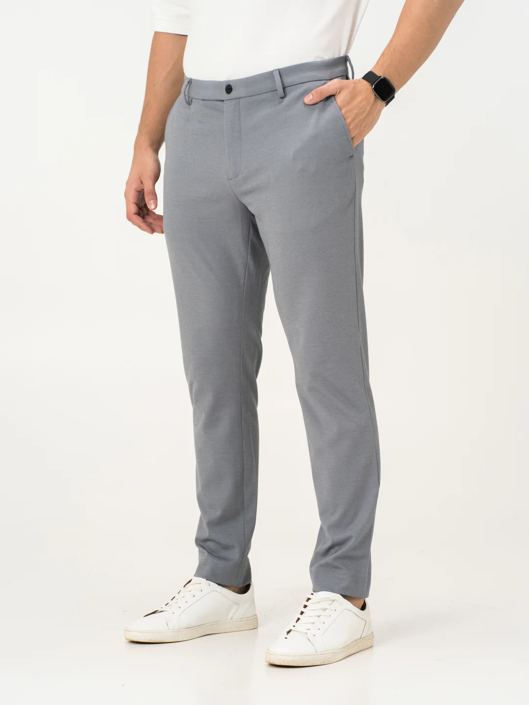 Light Grey Slim Fit Power Stretch Pants - Image 9