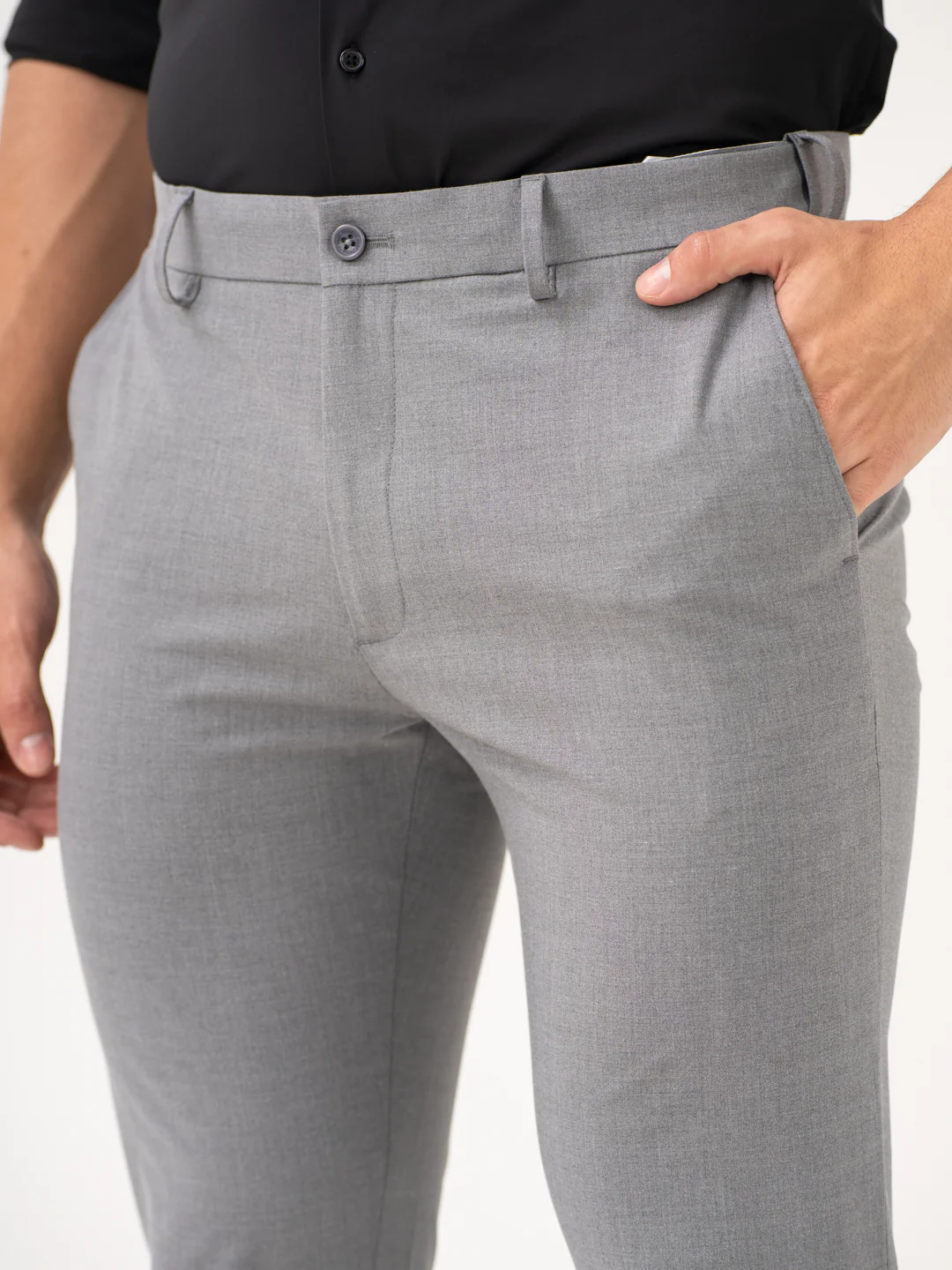 Effortless Grey Slim Fit Stretch Formal Pants - Image 10