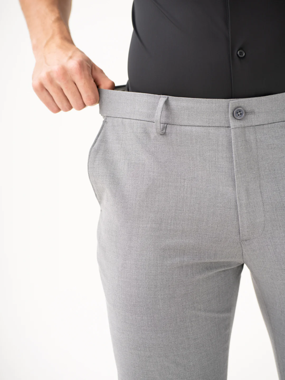 Effortless Grey Slim Fit Stretch Formal Pants - Image 5