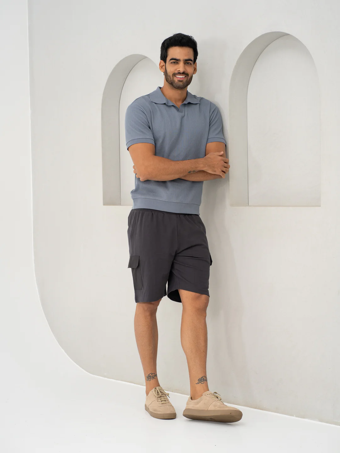 Lint Grey Relaxed Fit Cargo Sweatshorts - Image 10