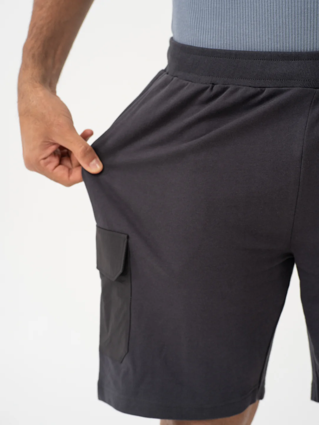 Lint Grey Relaxed Fit Cargo Sweatshorts - Image 4