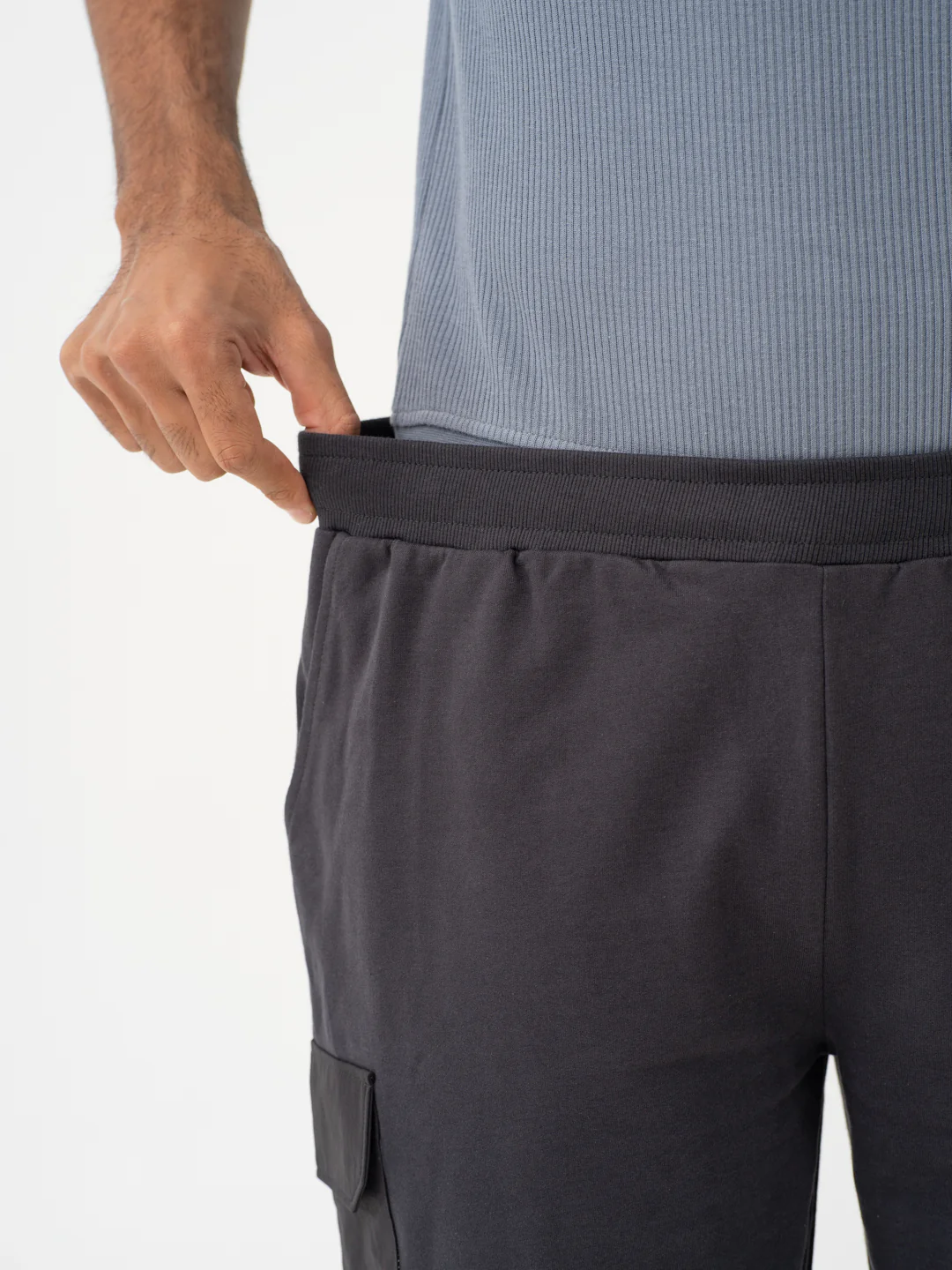 Lint Grey Relaxed Fit Cargo Sweatshorts - Image 6