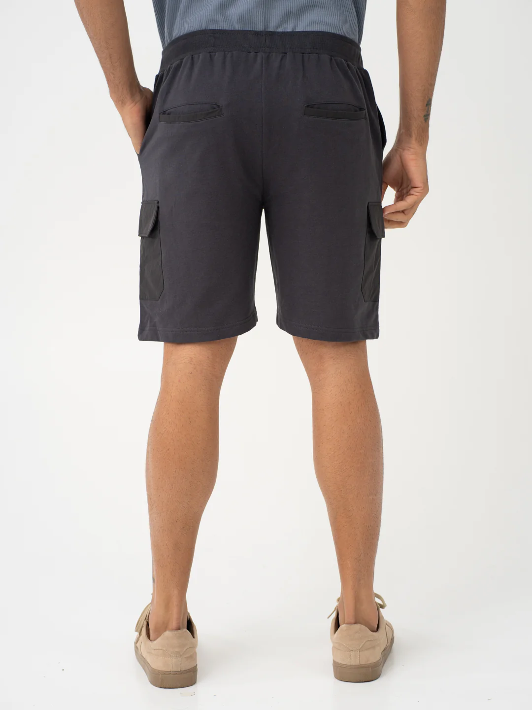 Lint Grey Relaxed Fit Cargo Sweatshorts - Image 7