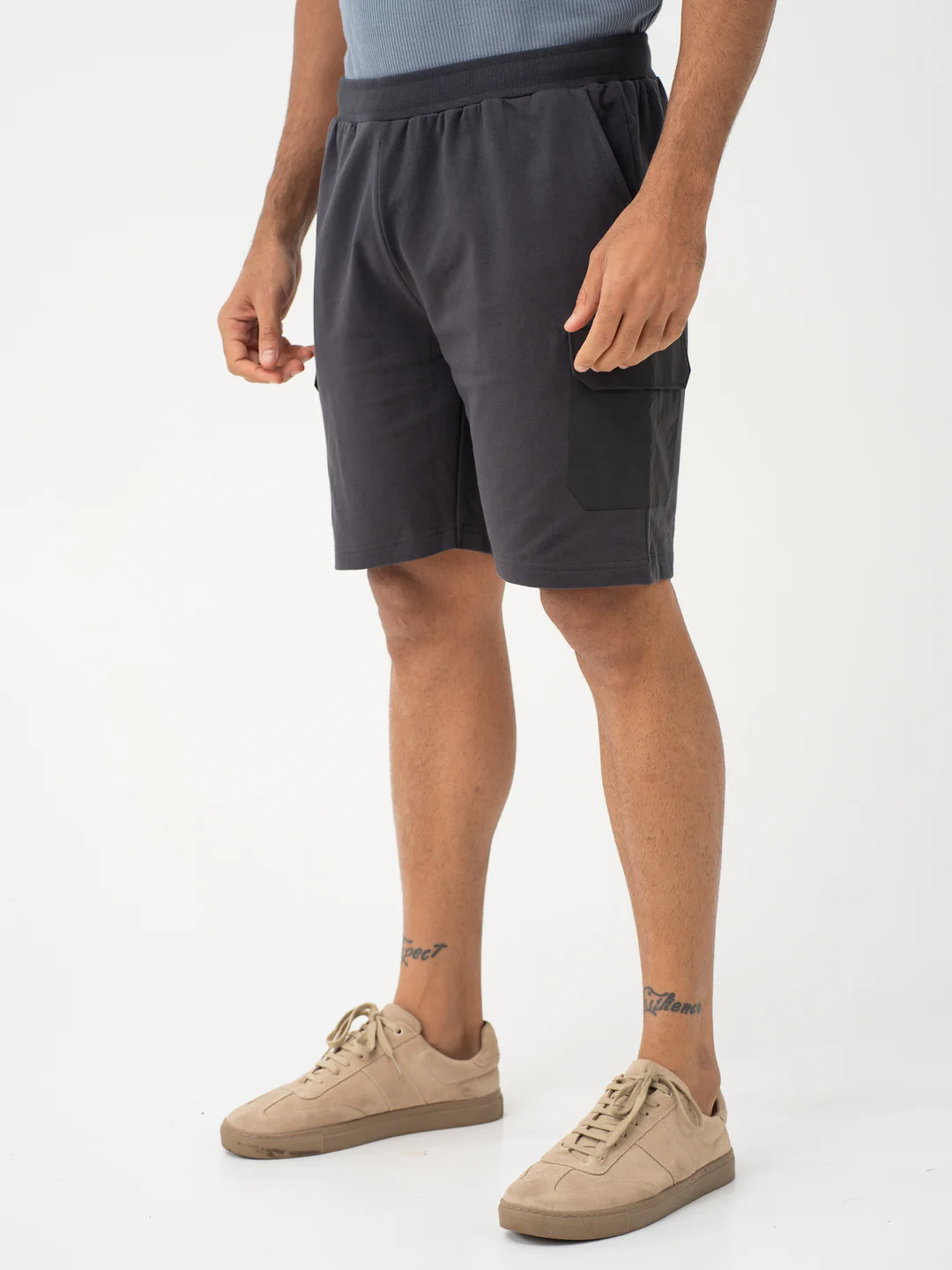 Lint Grey Relaxed Fit Cargo Sweatshorts - Image 8