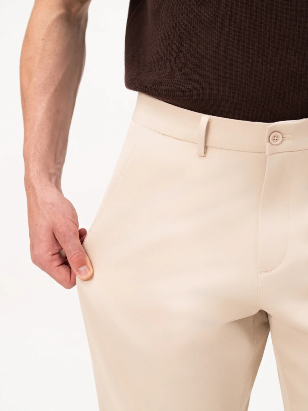Lumora Cream Relaxed Fit Stretch Chinos for Men - Image 4