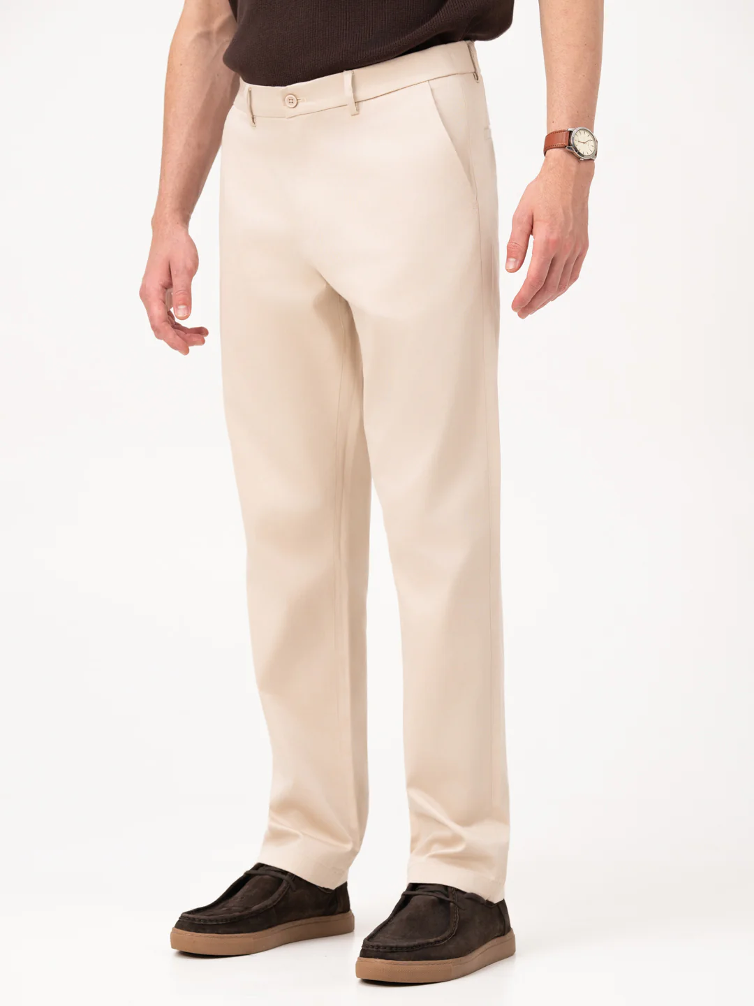 Lumora Cream Relaxed Fit Stretch Chinos for Men - Image 8