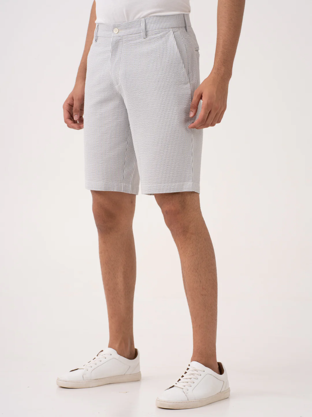 Luna Grey Stripes Seersucker Chino Shorts - Image 10
