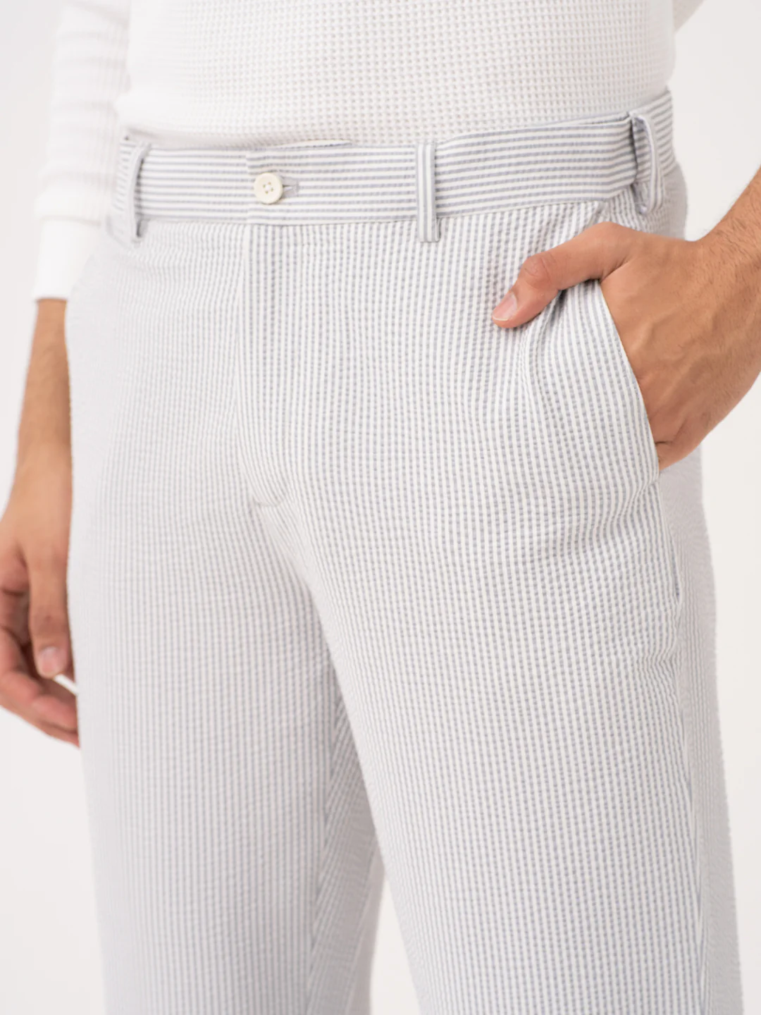 Luna Grey Stripes Seersucker Pants - Image 4
