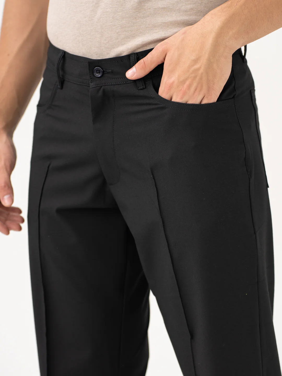 Lunar Black Relaxed Fit Korean Pintuck Pants - Image 10