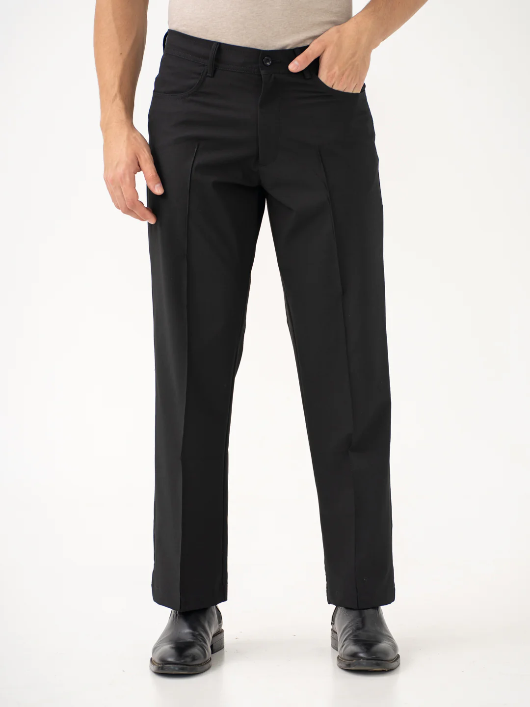 Lunar Black Relaxed Fit Korean Pintuck Pants - Image 12