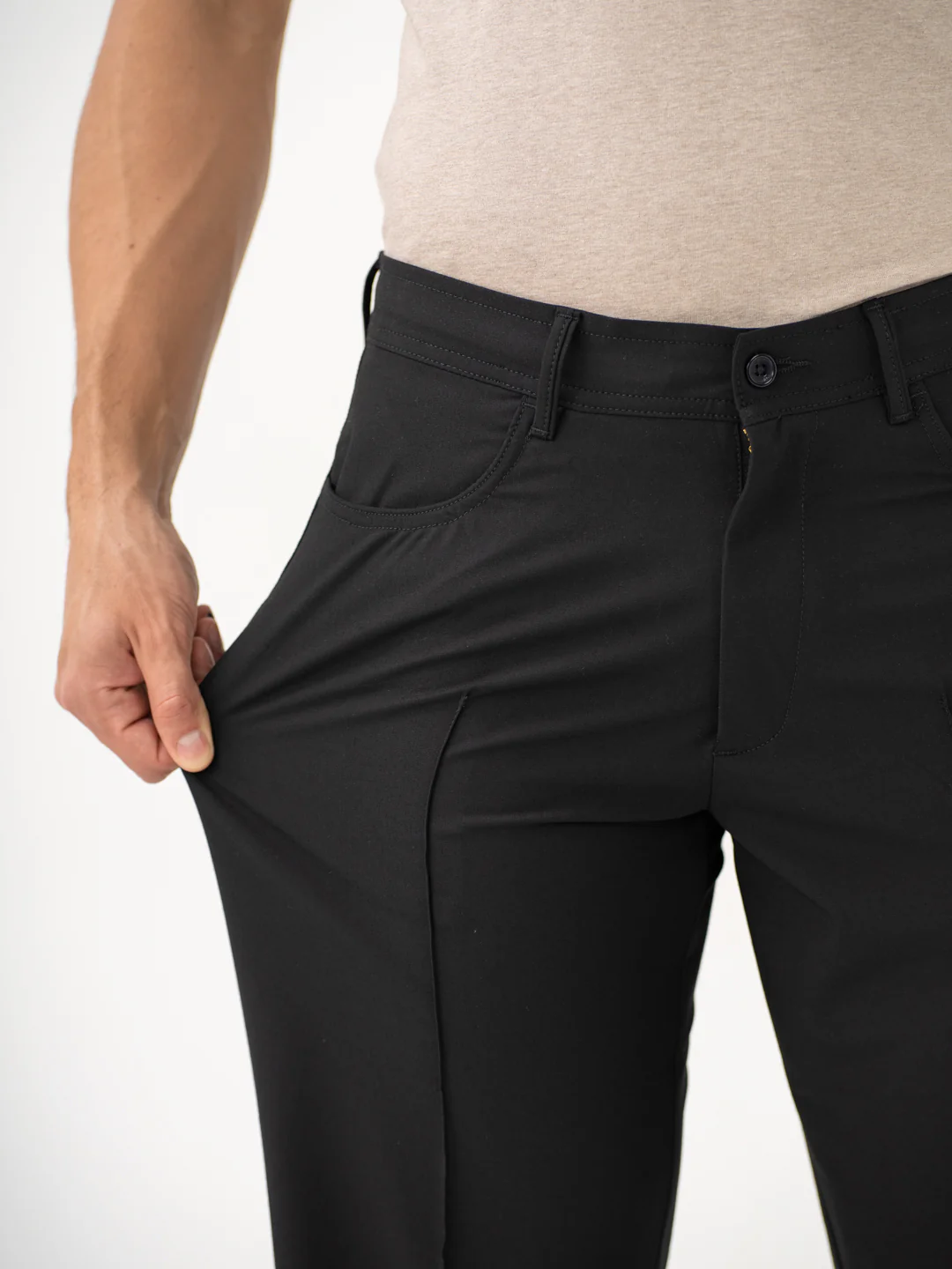 Lunar Black Relaxed Fit Korean Pintuck Pants - Image 3