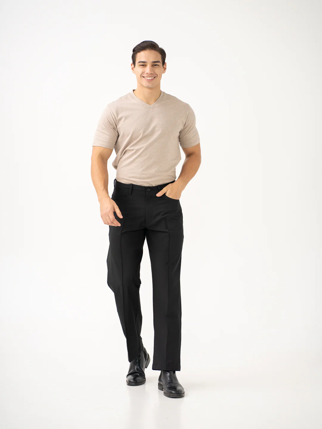 Lunar Black Relaxed Fit Korean Pintuck Pants - Image 5