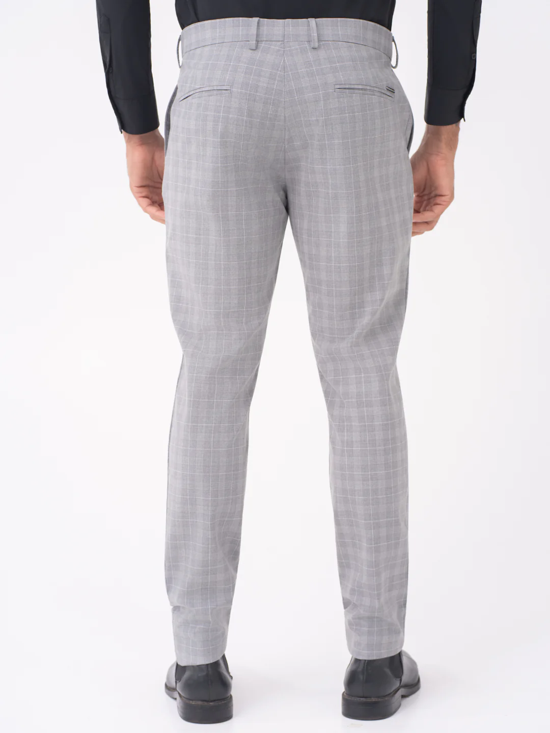 Lynx Grey Checks Slim Fit Stretch Formal Pants - Image 6