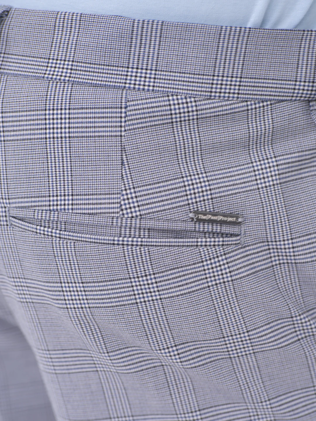 Macaw Black Blue Houndstooth Checks Slim Fit Stretch Formal Pants - Image 10