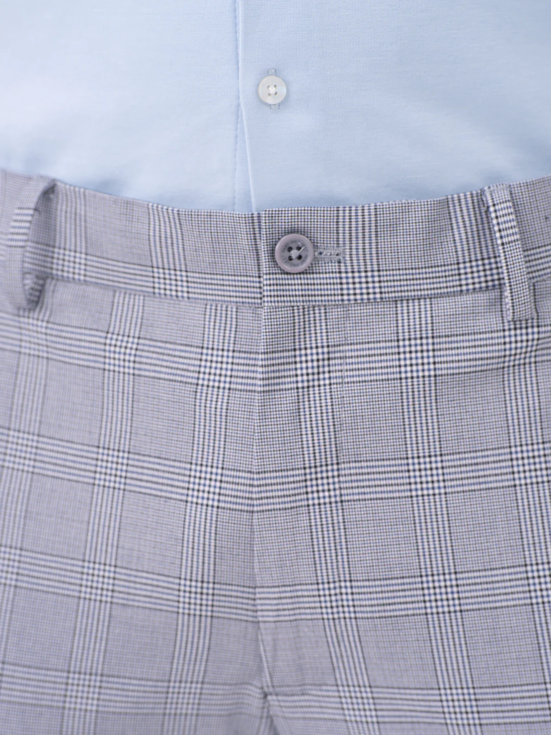 Macaw Black Blue Houndstooth Checks Slim Fit Stretch Formal Pants - Image 9