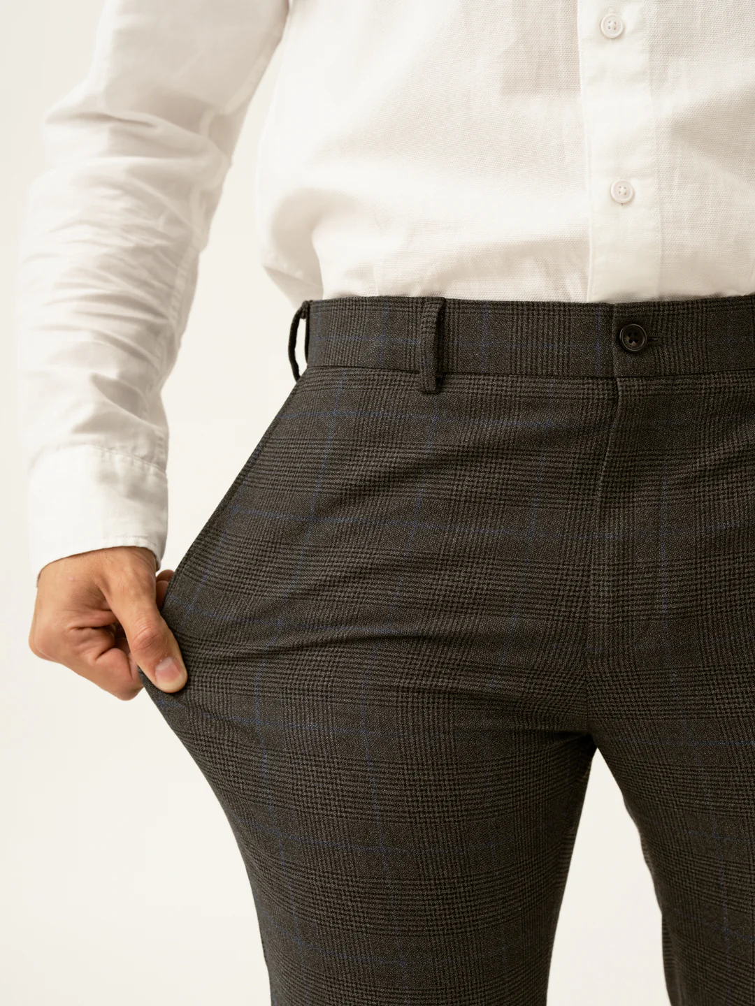 Magnetic Grey Checks Formal Pants - Image 2