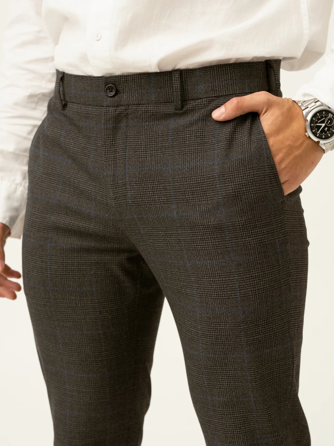 Magnetic Grey Checks Formal Pants - Image 5