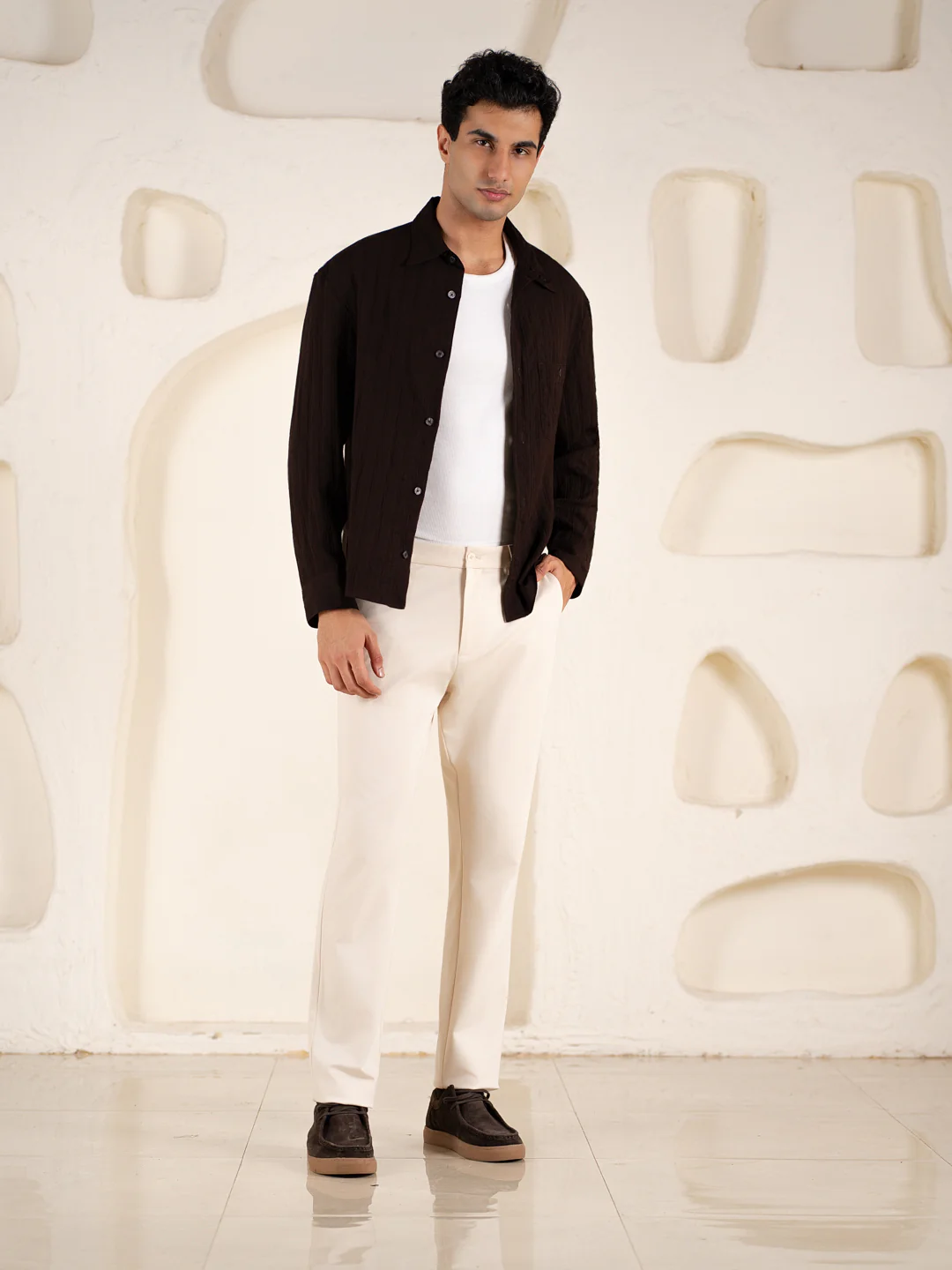 Malai Cream Soft-touch Slim Fit Power Stretch Pants - Image 3