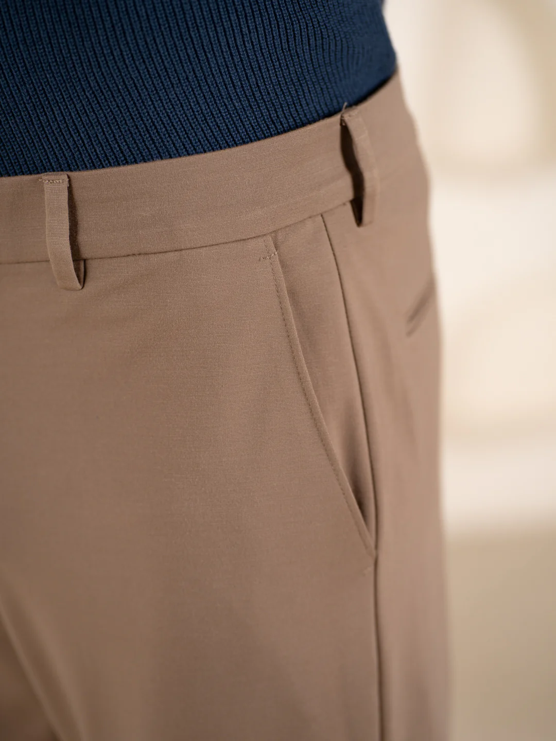 Malai Khaki Soft-touch Slim Fit Power Stretch Pants - Image 9