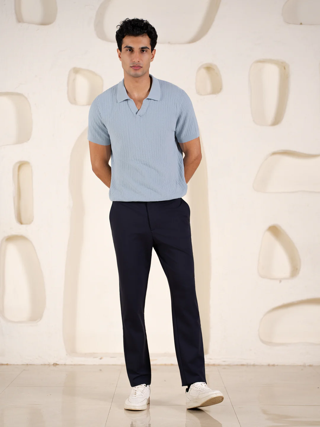 Malai Navy Soft-touch Slim Fit Power Stretch Pants - Image 3