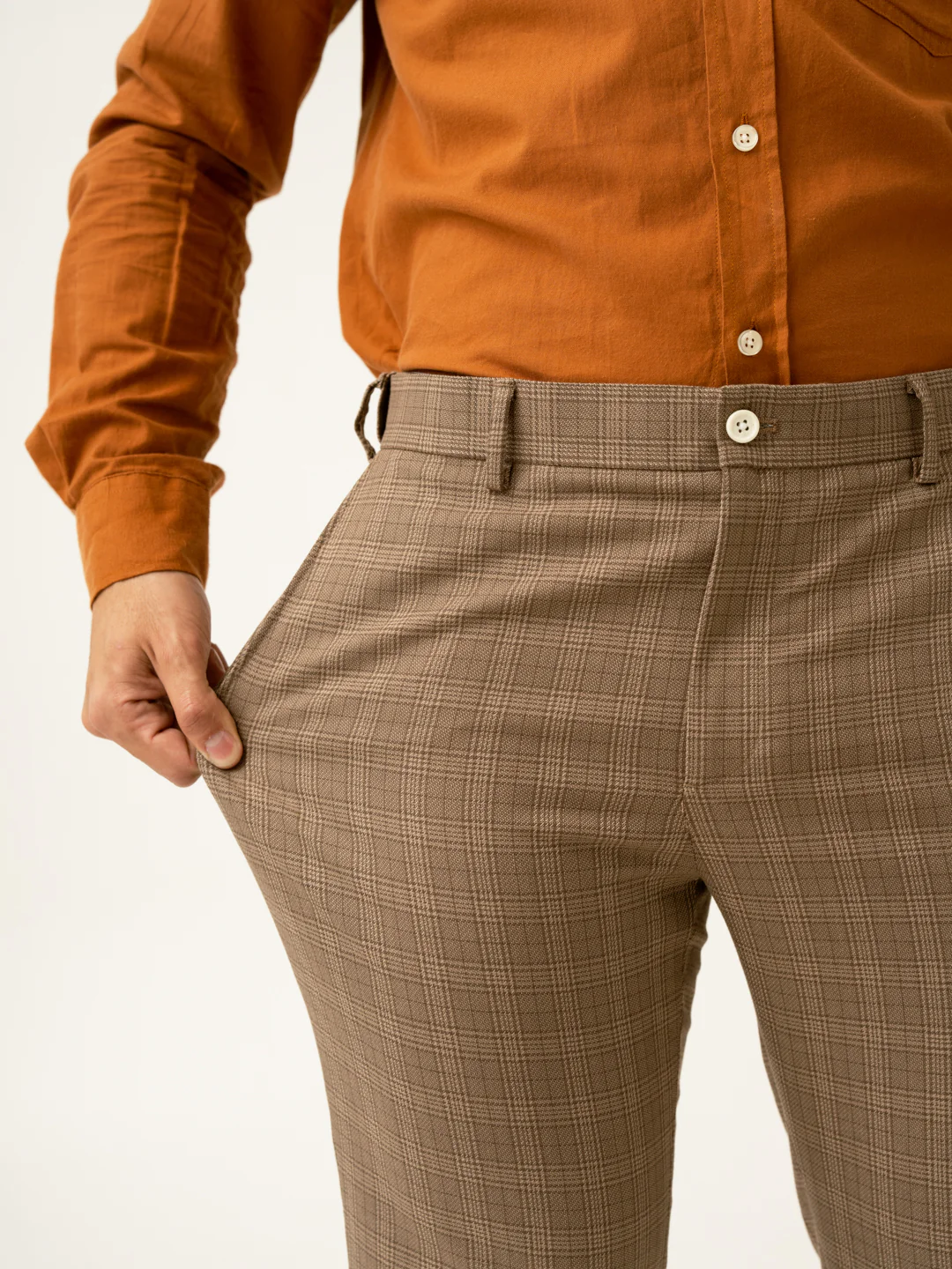 Maple Brown Checks Formal Pants - Image 3