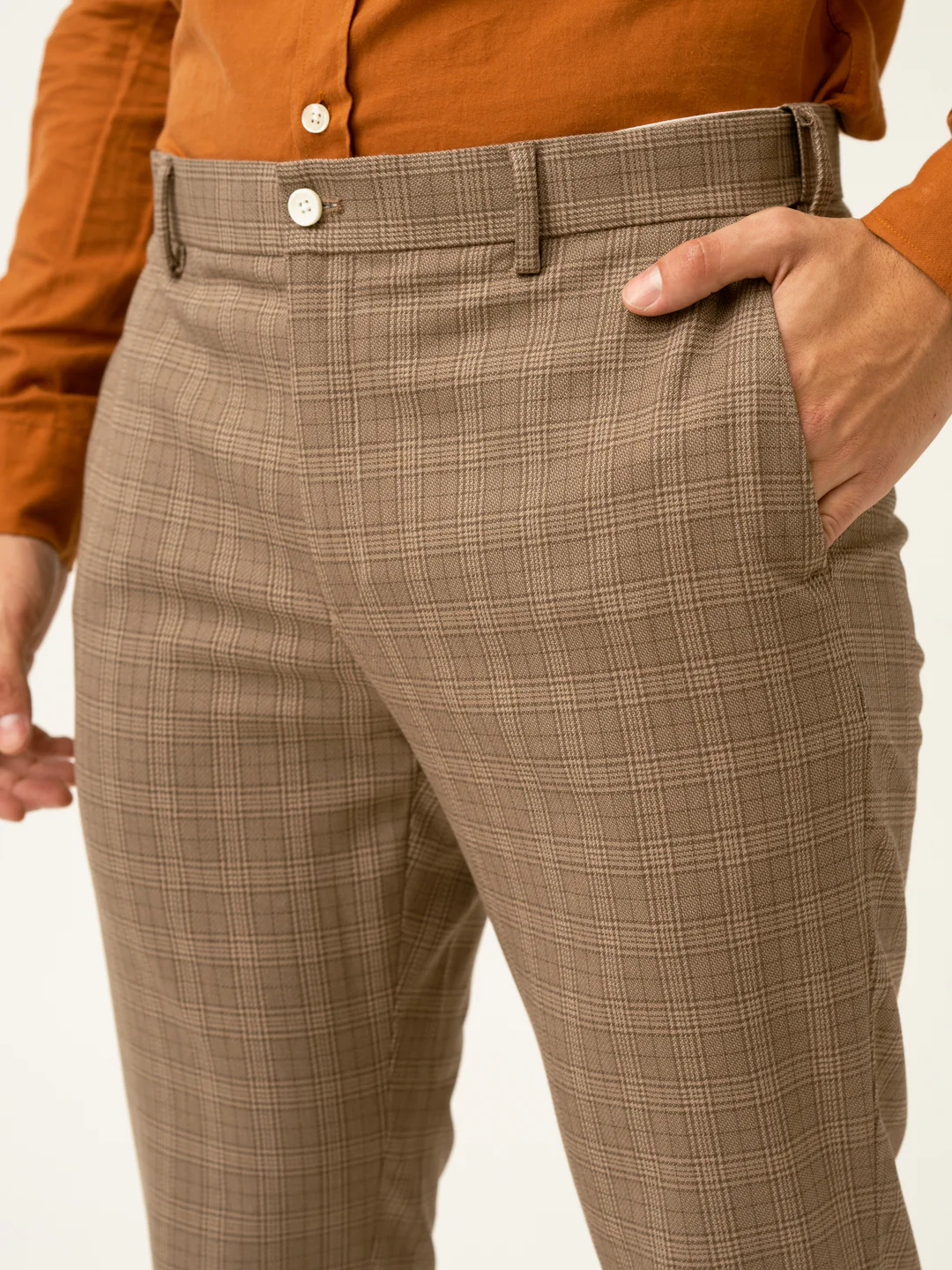 Maple Brown Checks Formal Pants - Image 7