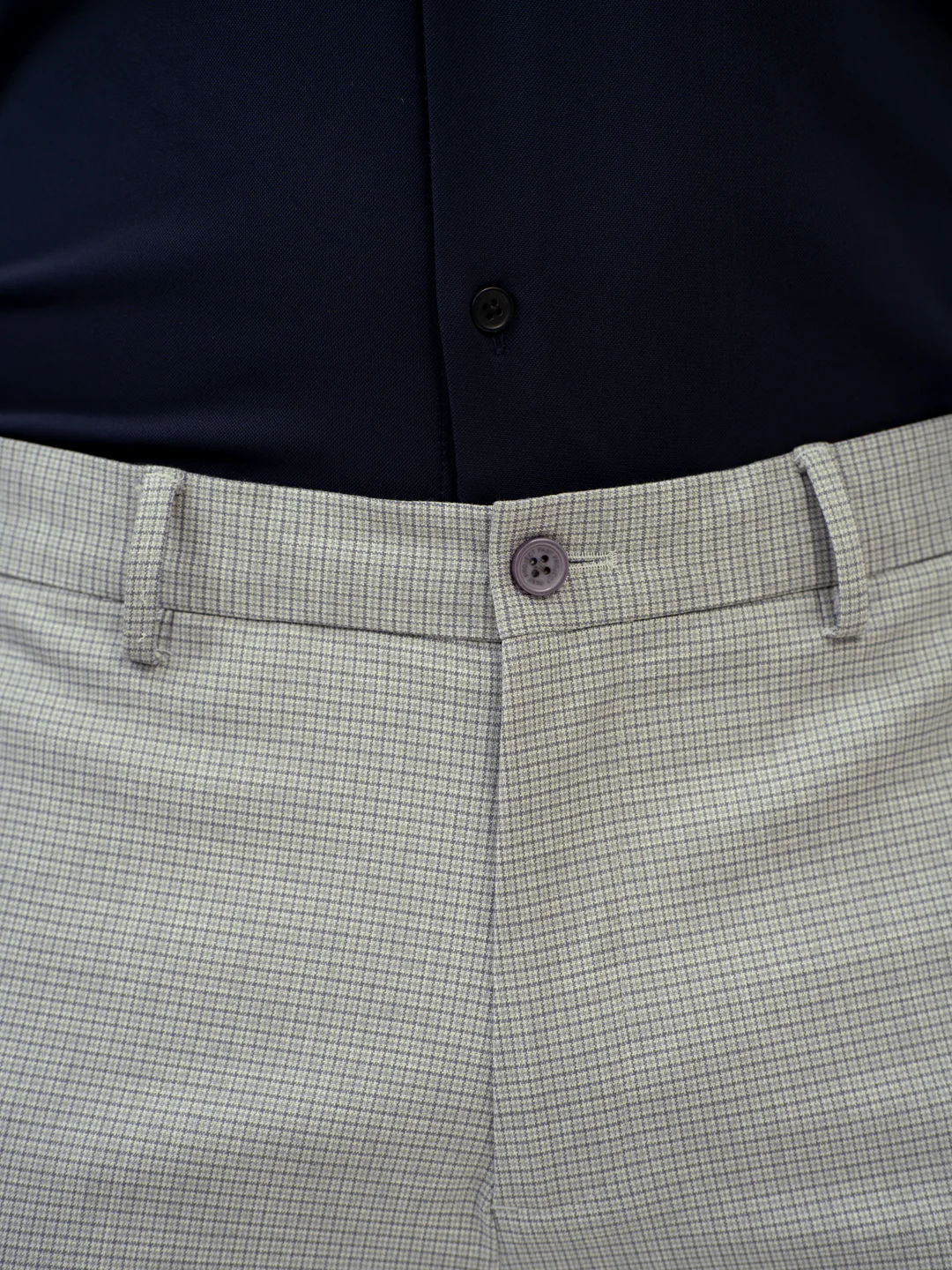 Marble Grey Micro Checks Stretch Pants - Image 5