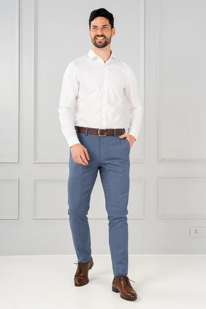 Marina Blue Merino Wool Twill Pant - Image 7