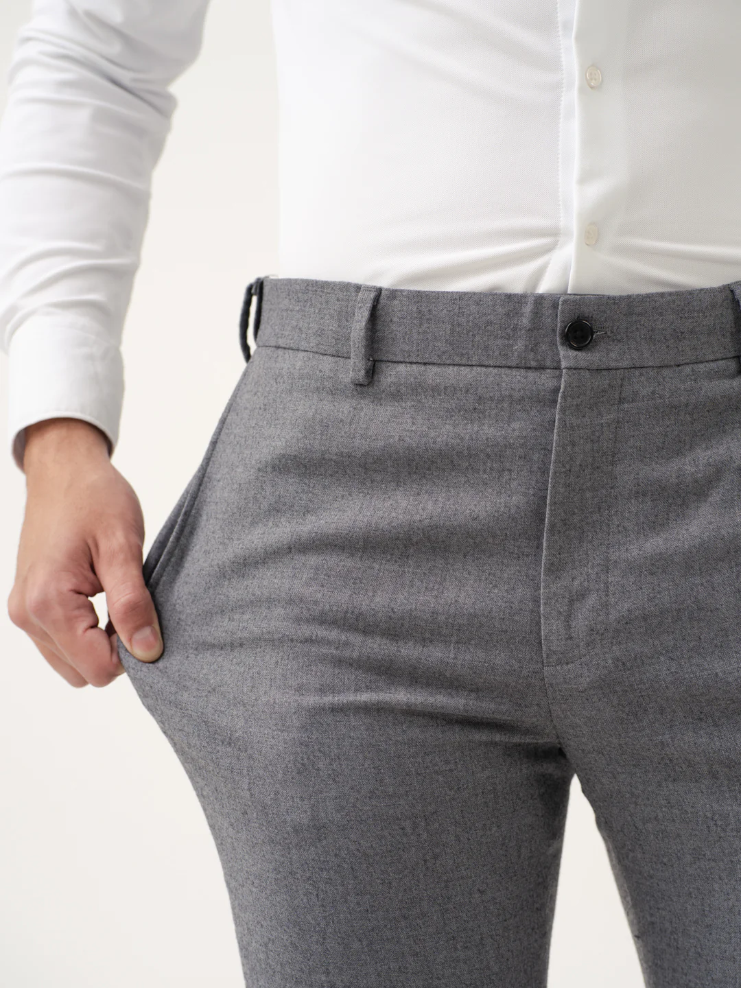 Marl Grey Merino Wool Pants - Image 3