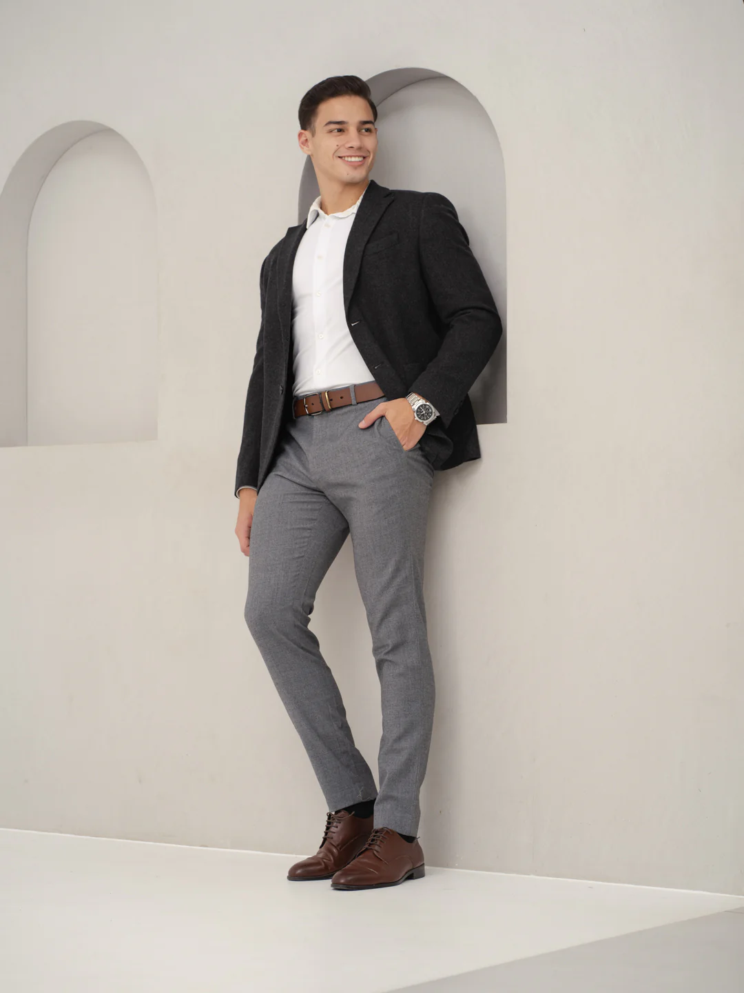 Marl Grey Merino Wool Pants - Image 5