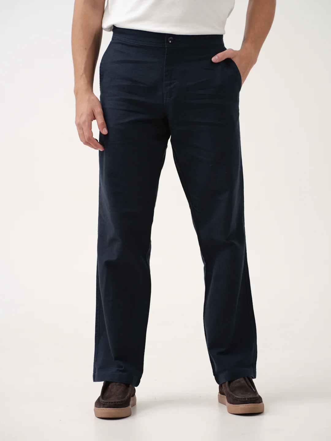 Marve Navy All Day Lounge Cotton Pants - Image 3