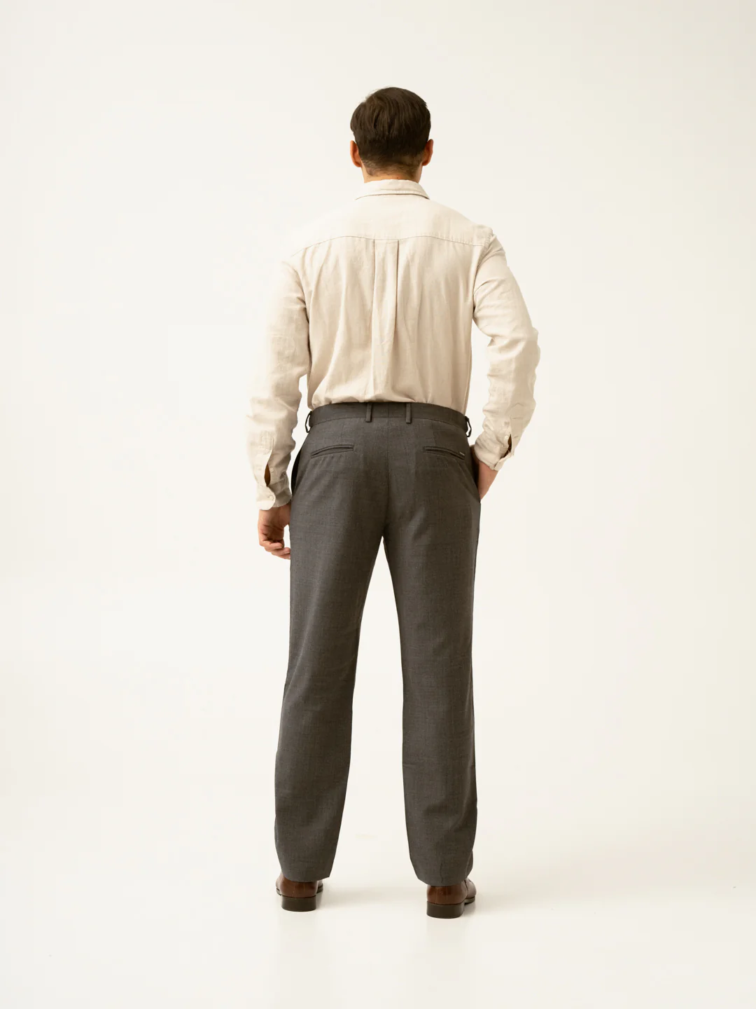 Mature Brown Grey Textured Formal Pants - Image 8