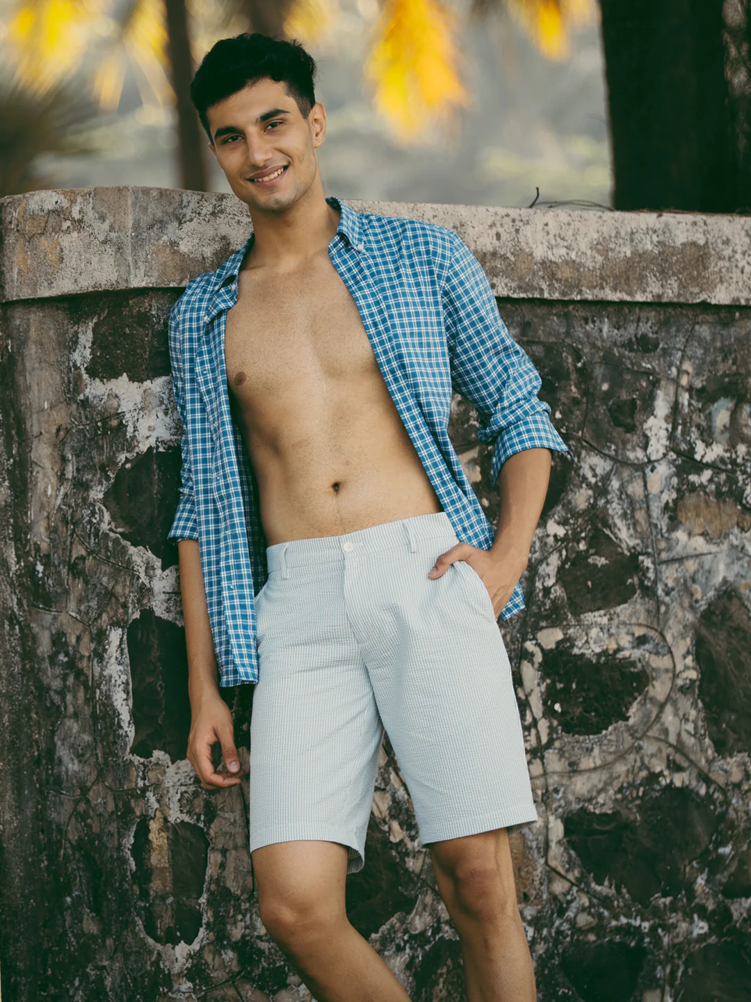 Meadow Green Stripes Seersucker Chino Shorts - Image 4
