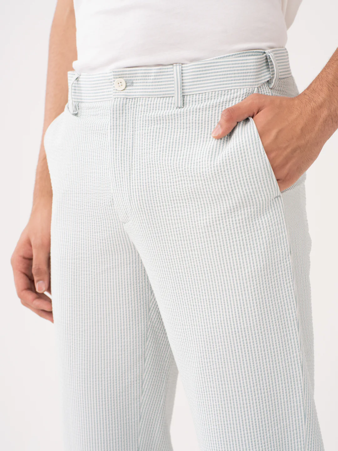 Meadow Green Stripes Seersucker Pants - Image 3