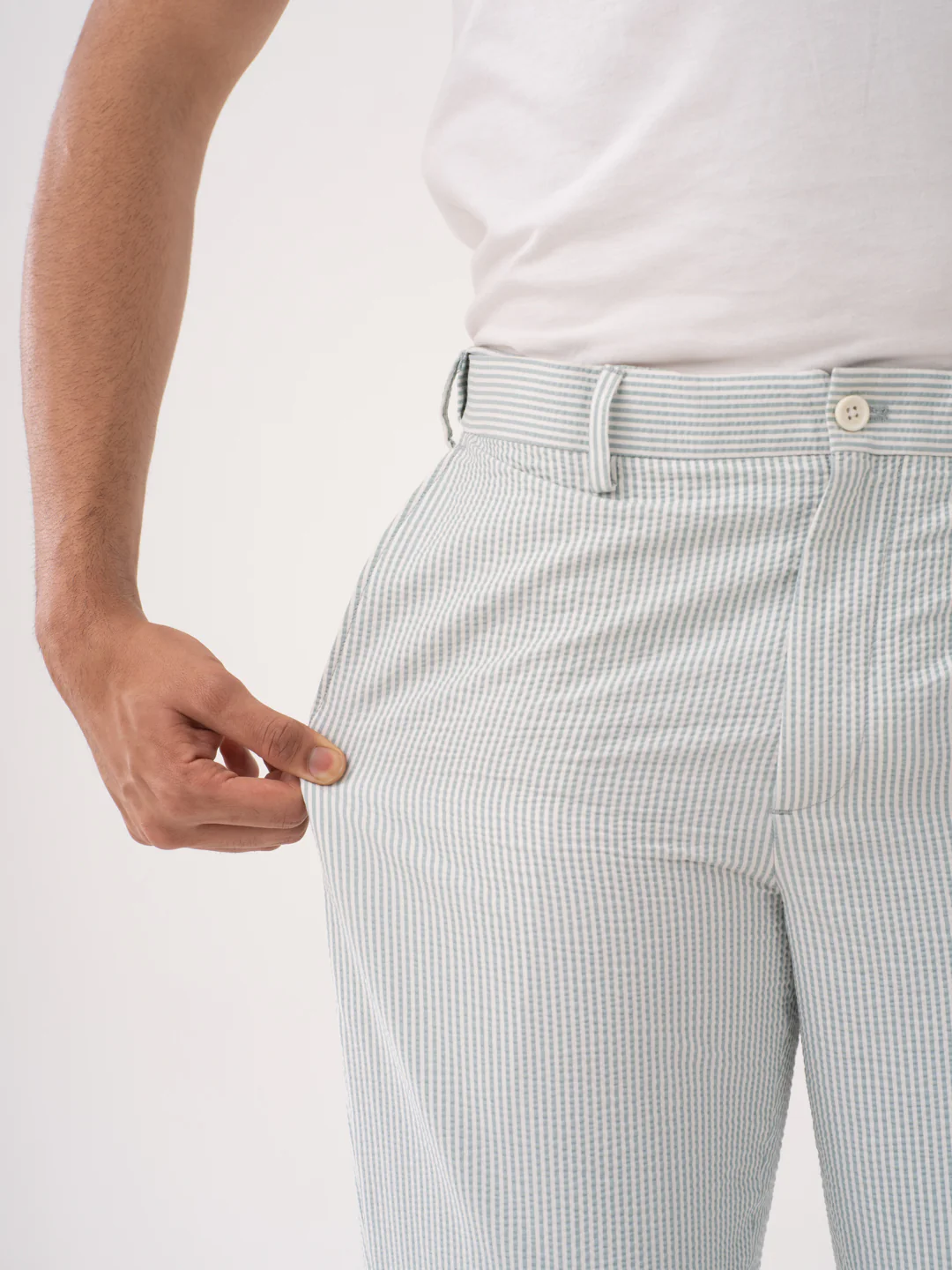 Meadow Green Stripes Seersucker Pants - Image 5