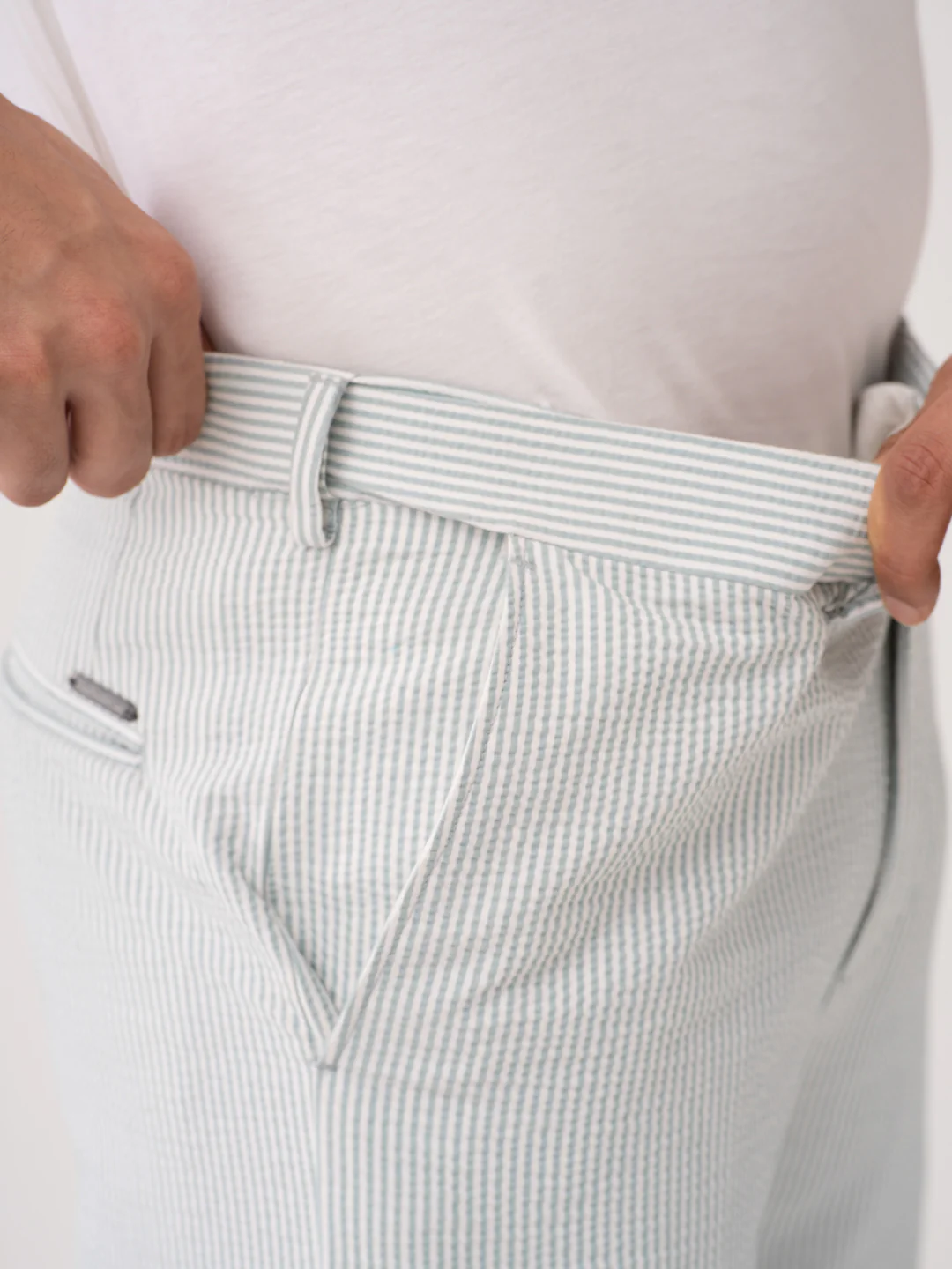 Meadow Green Stripes Seersucker Pants - Image 6
