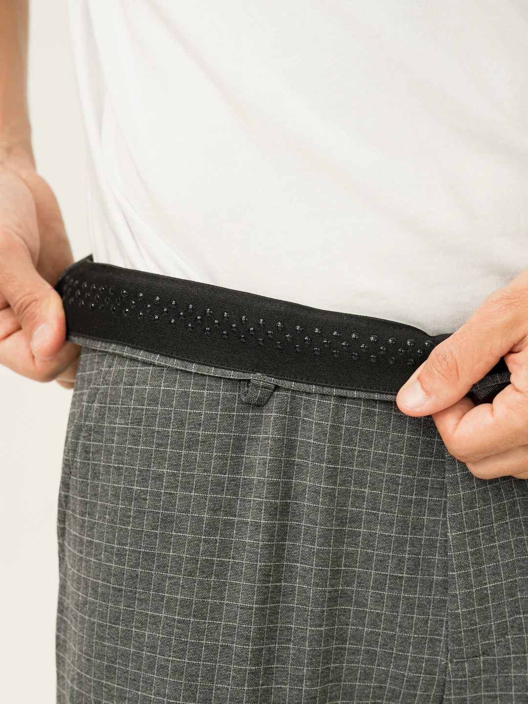 Medium Grey Checks Slim Fit Power Stretch Pants - Image 4