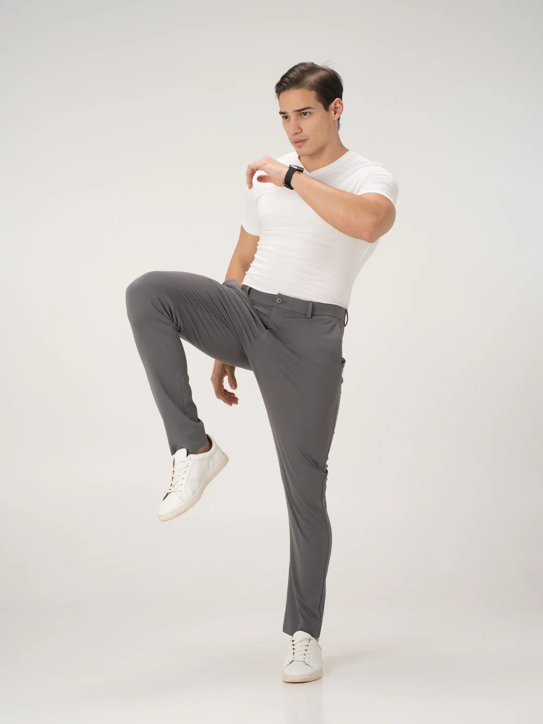 Mercury Grey Slim Fit Lightweight Power Stretch Pants - Image 2